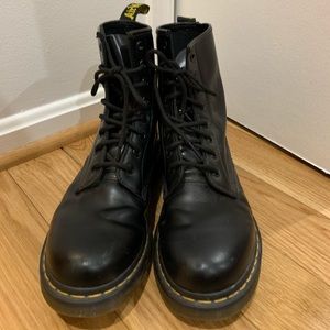 Black leather dr martens combat boots